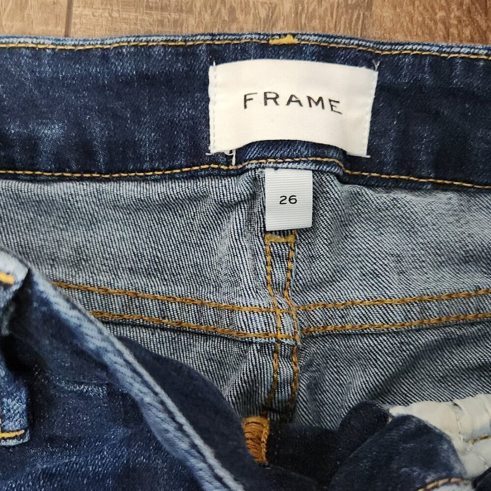 Frame Le Crop Mini Boot Raw Edge Jean Women's Size 26 Denim - Picture 8 of 9